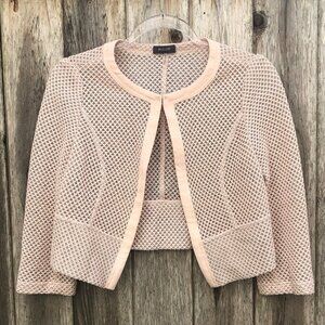Basler Cropped Cardigan Pastel Pink Mesh Jacket Size 4